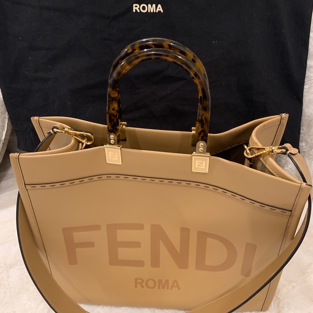 Fendi Beige/Tortoiseshell Leather Tote